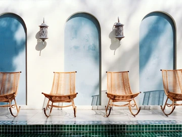 Lounge chairs by the pool