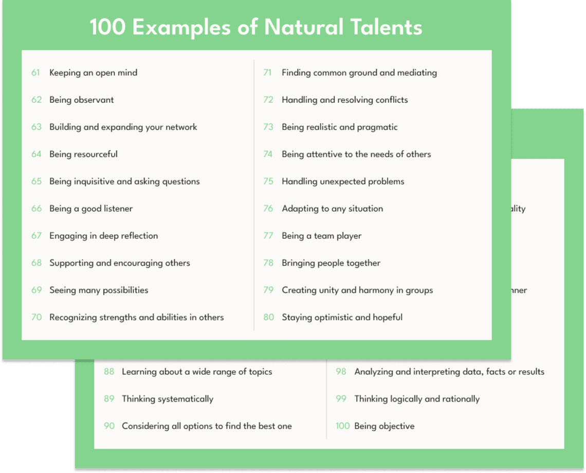 Sample of the natural talents template