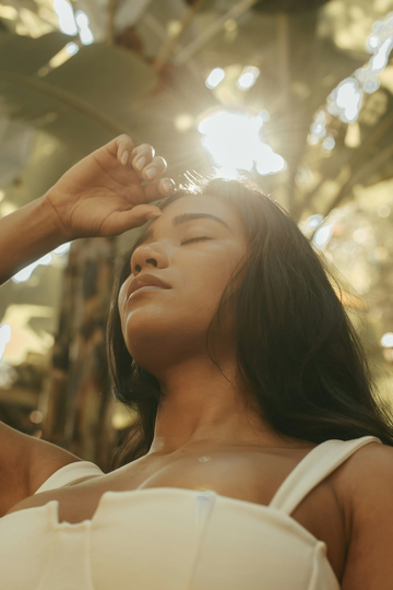 Woman enjoying a tropical vacation